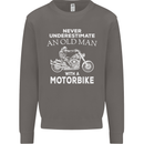 Biker Old Man Motorbike Motorcycle Funny Mens Sweatshirt Jumper Charcoal