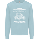 Biker Old Man Motorbike Motorcycle Funny Mens Sweatshirt Jumper Light Blue