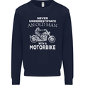 Biker Old Man Motorbike Motorcycle Funny Mens Sweatshirt Jumper Navy Blue