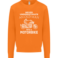 Biker Old Man Motorbike Motorcycle Funny Mens Sweatshirt Jumper Orange
