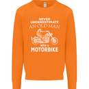 Biker Old Man Motorbike Motorcycle Funny Mens Sweatshirt Jumper Orange
