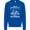 Biker Old Man Motorbike Motorcycle Funny Mens Sweatshirt Jumper Royal Blue