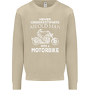 Biker Old Man Motorbike Motorcycle Funny Mens Sweatshirt Jumper Sand