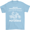 Biker Old Man Motorbike Motorcycle Funny Mens T-Shirt Cotton Gildan Light Blue