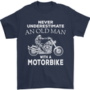 Biker Old Man Motorbike Motorcycle Funny Mens T-Shirt Cotton Gildan Navy Blue