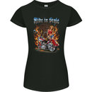 Biker Ride in Style Chopper Motorcycle Womens Petite Cut T-Shirt Black