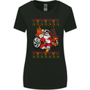 Biker Santa Christmas Motorcycle Motorbike Womens Wider Cut T-Shirt Black