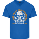 Biker Skull Here Today Motorbike Motorcycle Mens V-Neck Cotton T-Shirt Royal Blue