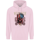 Biker USA Flag Skull Motorbike Motorcycle Mens 80% Cotton Hoodie Light Pink