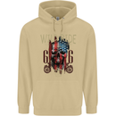 Biker USA Flag Skull Motorbike Motorcycle Mens 80% Cotton Hoodie Sand