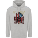 Biker USA Flag Skull Motorbike Motorcycle Mens 80% Cotton Hoodie Sports Grey