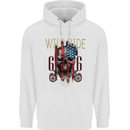 Biker USA Flag Skull Motorbike Motorcycle Mens 80% Cotton Hoodie White