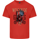 Biker USA Flag Skull Motorbike Motorcycle Mens Cotton T-Shirt Tee Top Red