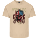 Biker USA Flag Skull Motorbike Motorcycle Mens Cotton T-Shirt Tee Top Sand