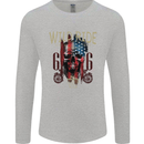 Biker USA Flag Skull Motorbike Motorcycle Mens Long Sleeve T-Shirt Sports Grey