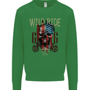 Biker USA Flag Skull Motorbike Motorcycle Mens Sweatshirt Jumper Irish Green
