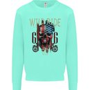 Biker USA Flag Skull Motorbike Motorcycle Mens Sweatshirt Jumper Peppermint