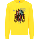 Biker USA Flag Skull Motorbike Motorcycle Mens Sweatshirt Jumper Yellow