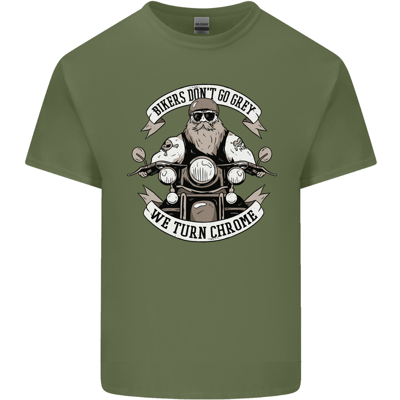 Bikers Don't Go Grey Motorbike Motorcycle Mens Cotton T-Shirt Tee Top Military Green