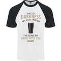 Hellow Darkness My Old Friend Funny Alcohol Mens S/S Baseball T-Shirt White/Black