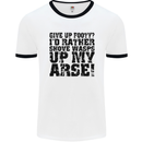 Give up Footy? Football Player Mens White Ringer T-Shirt White/Black