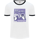 Antisocial Gamer Gaming Funny Graphics Mens White Ringer T-Shirt White/Black