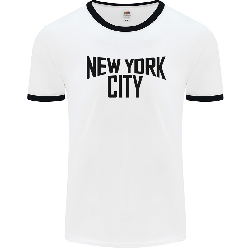 New York City as Worn by John Lennon Mens White Ringer T-Shirt White/Black