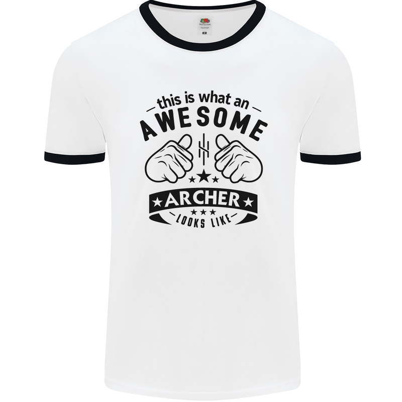 An Awesome Archer Looks Like Archery Mens White Ringer T-Shirt White/Black