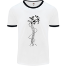 Headphone Wearing Skull Spine Mens White Ringer T-Shirt White/Black