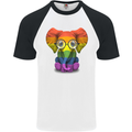 LGBT Elephant Gay Pride Day Awareness Mens S/S Baseball T-Shirt White/Black