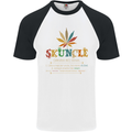 Skuncle Uncle That Smokes Weed Funny Drugs Mens S/S Baseball T-Shirt White/Black