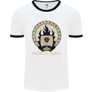 Vikings Valhalla Awaits Valknut Symbol Odin Mens White Ringer T-Shirt White/Black