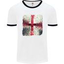 Dissolving England Flag St. George's Skull Mens White Ringer T-Shirt White/Black