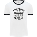 15th Wedding Anniversary 15 Year Funny Wife Mens Ringer T-Shirt White/Black