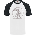 Guitar Vitruvian Man Guitarist Mens S/S Baseball T-Shirt White/Black