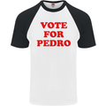 Vote For Pedro Mens S/S Baseball T-Shirt White/Black