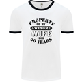 30th Wedding Anniversary 30 Year Funny Wife Mens Ringer T-Shirt White/Black