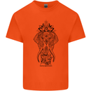 Black Mandala Art Elephant Mens Cotton T-Shirt Tee Top Orange