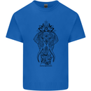 Black Mandala Art Elephant Mens Cotton T-Shirt Tee Top Royal Blue