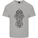 Black Mandala Art Elephant Mens Cotton T-Shirt Tee Top Sports Grey