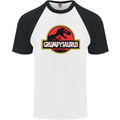 Grumpysaurus Funny Grumpy Old Git Man Mens S/S Baseball T-Shirt White/Black