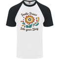 Invite Peace Day Hippy Flower Power Funny Mens S/S Baseball T-Shirt White/Black