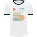Pluto Never Forget Space Planet Astronomy Mens White Ringer T-Shirt White/Black