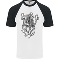 Scuba Diving Octopus Diver Mens S/S Baseball T-Shirt White/Black