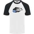 Funny Caravan Space Shuttle Caravanning Mens S/S Baseball T-Shirt White/Black
