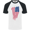 USA Stars & Stripes Flag July 4th America Mens S/S Baseball T-Shirt White/Black