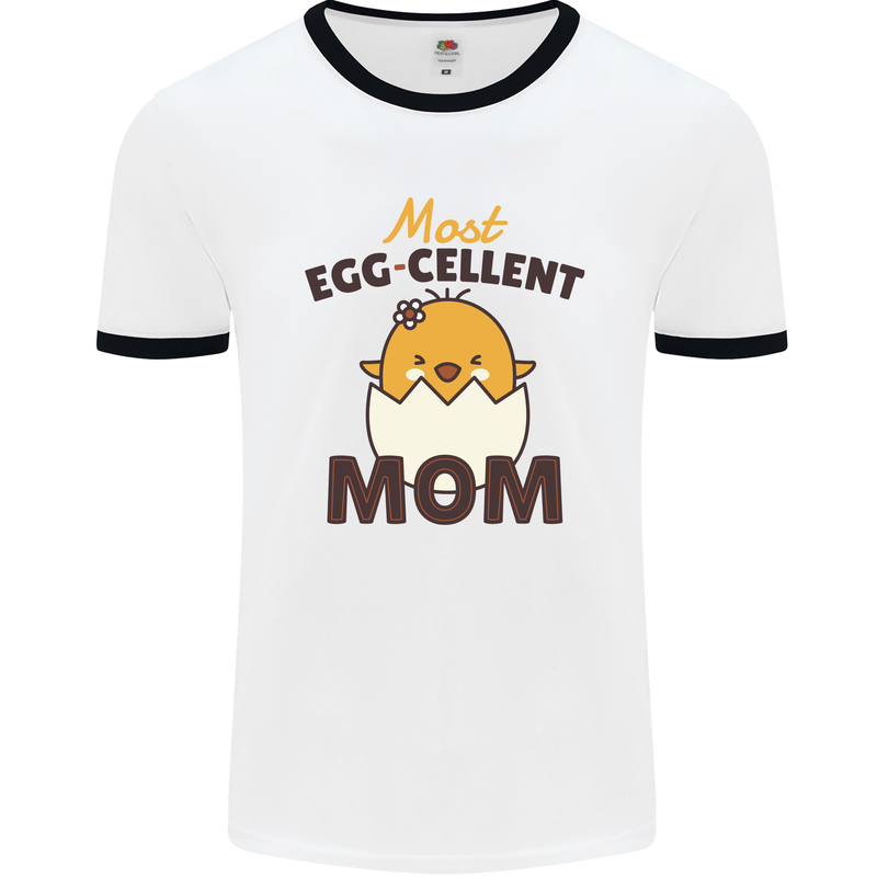 Mother's Day Easter Most Egg-cellent Mom Mens Ringer T-Shirt White/Black