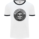 Rebel Cafe Racer Biker Motorbike Motorcycle Mens White Ringer T-Shirt White/Black