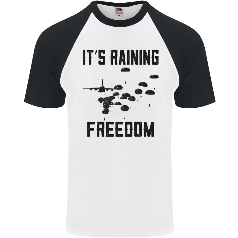 Freedom Parachute Regiment Para 1 2 3 4 10 Mens S/S Baseball T-Shirt White/Black
