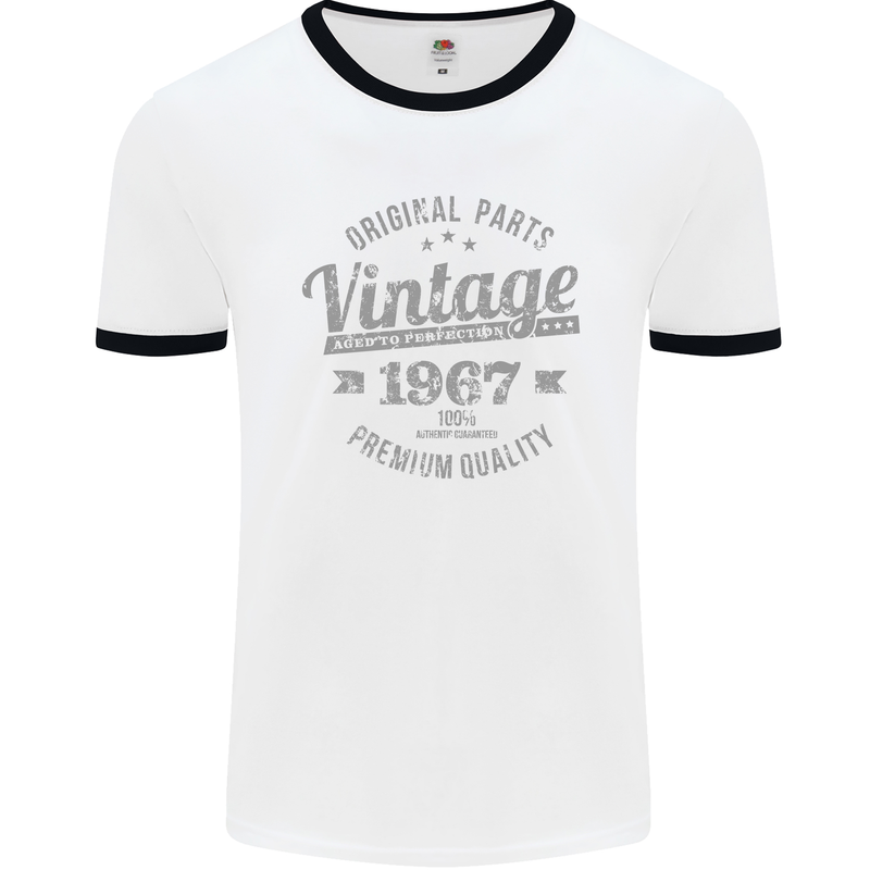 Vintage Year 56th Birthday 1967 Mens Ringer T-Shirt White/Black